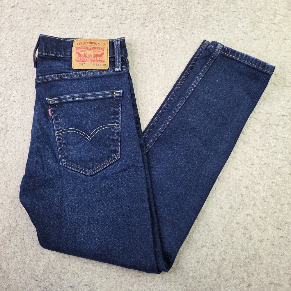 Levis 512 Slim Taper Mens Jeans 31x32 Dark Indigo Blue Stretch Denim 28833-0280